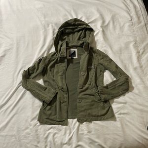 Women’s Volcom Jacket Green Button Front Hooded - Size Small